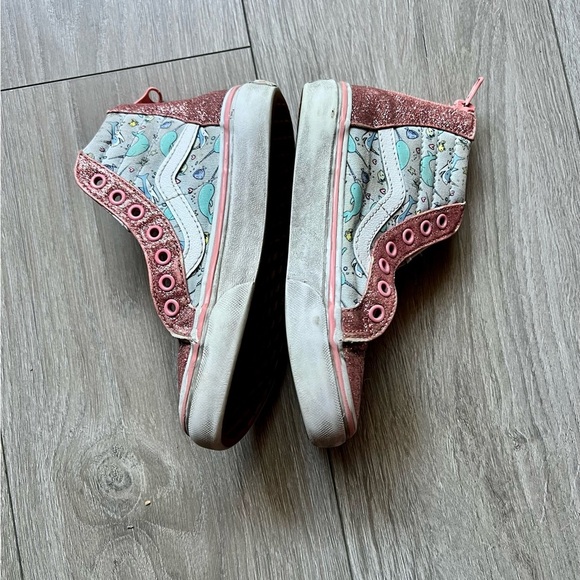 Vans Pink Sparkle and Blue Shark Party Sk8 High Sneakers Size 13 PLAY - Picture 6 of 9